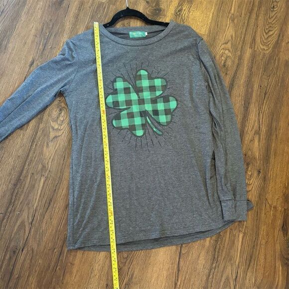 For Girls and Perfect life Girls Long Sleeve Gray Plaid Size L St. Patrick's Day - Picture 6 of 7
